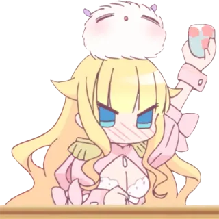 🍺 Anime, Słodkie, Kawaii, Chibi, Kreskówka, Blond włosy, Postać telegram sticker