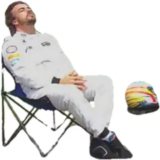 😴 Fernando Alonso f1, fernando alonso, dormire, riposo, casco telegram sticker