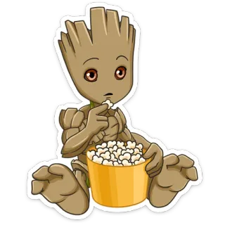 🍿 Groot Guardians of the Galaxy groot, marvel, karakter, popcorn, baby groot, imut telegram sticker