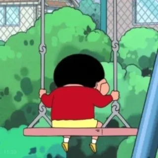 😞 Shin-chan Nohara Crayon Shin-chan Anime, Dessin animé, Balançoire, Enfant, Crayon Shin-chan telegram sticker