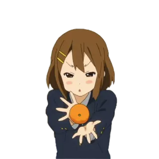 🍊 Anime, Cartone animato, Arancione, Ragazza, Uniforme scolastica, Carino whatsapp sticker