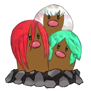 😶 Dugtrio Pokémon, Dugtrio, Videojuego, Dibujo animado telegram sticker