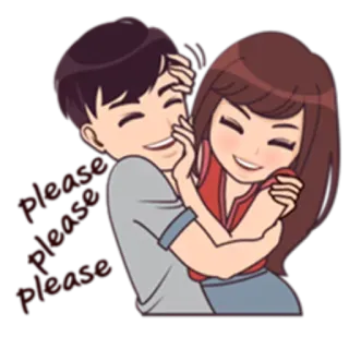 😁 Please Cartoon, Paar, Umarmung, Liebe, Beziehung whatsapp sticker