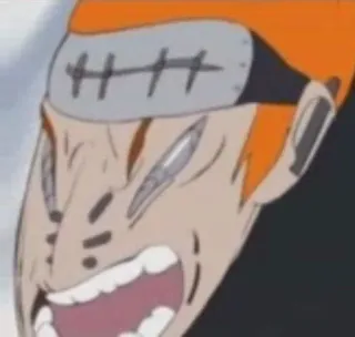 😎 Pain Naruto Аниме, Наруто, Пейн, Лицо, Кричащий, Злой telegram sticker
