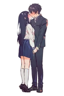 😘 Anime, Besos, Pareja, Romance, Amor, Uniforme escolar telegram sticker