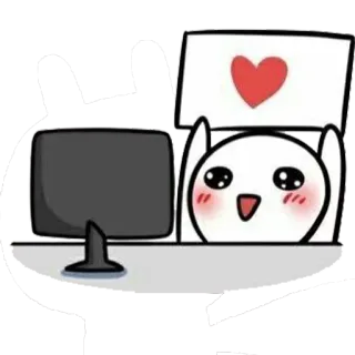 ❤ love, heart, cute, kawaii, computer, internet telegram sticker