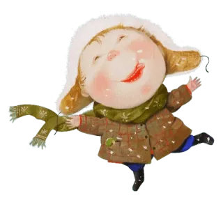 😄 зима, снег, ребенок, шарф, шапка, иллюстрация, милый, мультфильм whatsapp sticker