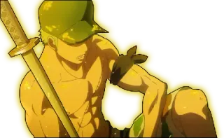 😴 Zoro One Piece anime, pirate, muscular, sword, fighter telegram sticker