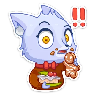 😳 kot, kreskówka, jedzenie, ciastko, ciasto, słodki telegram sticker