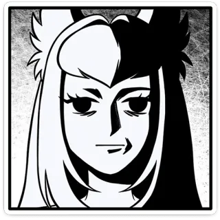 😐 动漫女孩, 漫画, 黑白, 卡通, 肖像, 女性, 女人 telegram sticker