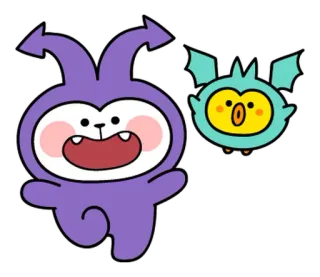 👻 Kreskówka, Potwór, Uroczy, Fioletowy, Turkusowy, Przyjazny, Zwierzę telegram sticker