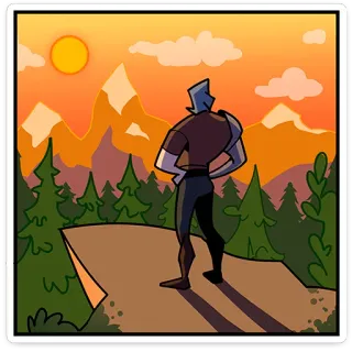 ⭐ landscape, nature, mountains, forest, sunset, character, adventure telegram sticker