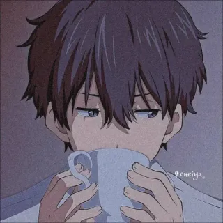 👀 Anime, Menino, Bebendo, Fofo, Personagem, Mangá whatsapp sticker