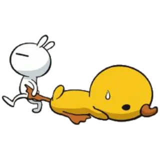🚶 Dibujo animado, Conejo, Pato, Palo, Animal, Divertido telegram sticker