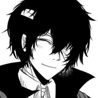☠️ Anime, Manga, Schwarzweiß, Porträt, Charakter telegram sticker