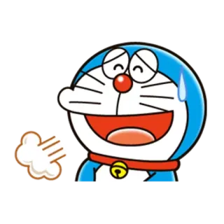😅 Doraemon Katze, Cartoon, Anime, Schweiß, Lustig, Blau, Erschöpft telegram sticker