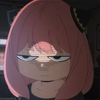 🍥 Anya Forger Spy × Family Anya Forger, Spy × Family, animé, dessin animé, expression faciale, fatigué, agacé telegram sticker