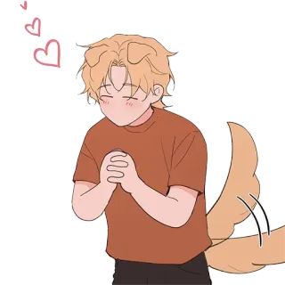 😍 собака, щенок, милый, сердечки, мультфильм, животное, уши, хвост telegram sticker