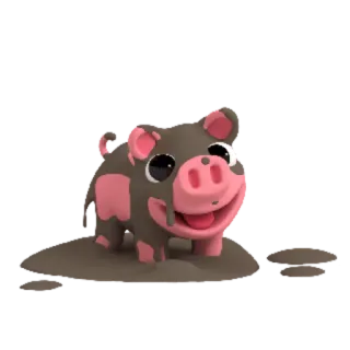💦 cochon, boue, animal, mignon, dessin animé, ferme telegram sticker