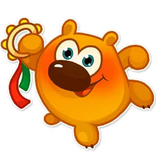 🎤 cartone animato, orso, tamburello, allegro, animale telegram sticker