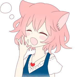 😴 Anime, Ragazza gatto, Kawaii, Carino, Chibi, Capelli rosa telegram sticker
