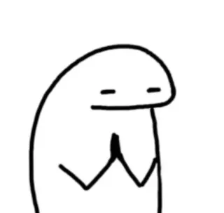 🙏 Dessin animé, Minimaliste, Art linéaire, Prière, Mème telegram sticker