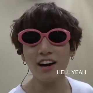 😏 HELL YEAH pessoa, óculos de sol, com certeza, feliz, alegre, animado whatsapp sticker