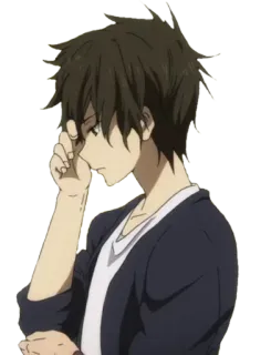 ☹️ Anime, Personaggio, Maschile, Capelli castani, Abbigliamento casual telegram sticker