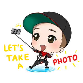 📸 PHOTO Selfie, Foto, Kartun, Chibi, Pose whatsapp sticker