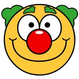 🥳 Clown, Emoji, Gezicht, Glimlach, Blij, Grappig telegram sticker