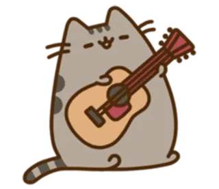 🎸 Pusheen cat, guitar, cute, cartoon, pusheen, music whatsapp sticker