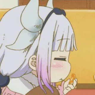 🍥 Kanna Kamui Miss Kobayashi's Dragon Maid Anime, Cartoon, Kawaii, Drache, Essen, Süß, Kanna whatsapp sticker