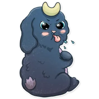 😠 กระต่าย, พระจันทร์, น่ารัก, การ์ตูน, โกรธ, ตลก whatsapp sticker