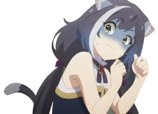 ❤️ Anime, Katmeisje, Neko, Schattig, Bezorgd, Bang whatsapp sticker