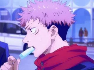 🖤 Yuji Itadori Jujutsu Kaisen anime, jujutsu kaisen, yuji itadori, popsicle, character whatsapp sticker
