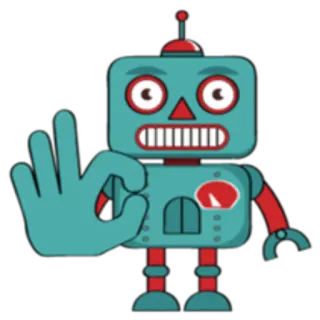 👌 робот, ок жест, мультфильм, иллюстрация, милый, машина telegram sticker