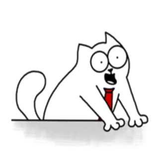 😃 gato, animal, adesivo, desenho animado, gravata, engraçado, branco, escritório whatsapp sticker
