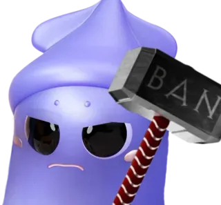 🔨 BAN martelo, desenho animado, meme, banimento, roxo, personagem whatsapp sticker