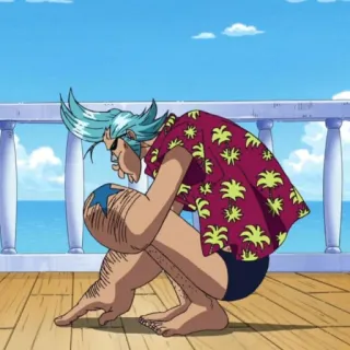 😕 Franky One Piece Аниме, Киборг, Персонаж, Фрэнки, Ван Пис telegram sticker