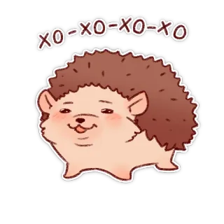 😏 XO-XO-XO-XO ouriço, animal, fofo, desenho animado, adesivo telegram sticker