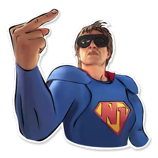🖕 가운데 손가락, 모욕적, 슈퍼 히어로, 몸짓, 만화 telegram sticker