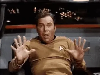 😳 James T. Kirk Star Trek กัปตัน, enterprise, กลัว, ตกใจ, ประหลาดใจ telegram sticker