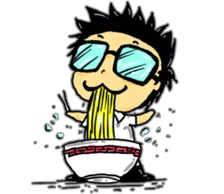 🍜 Ramen, Macarrão, Comendo, Comida, Desenho animado, Tigela, Comida asiática whatsapp sticker