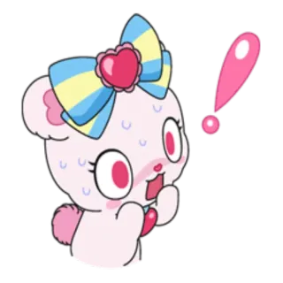 ❗️ Bär, Ausrufezeichen, Cartoon, Kawaii, Süß whatsapp sticker