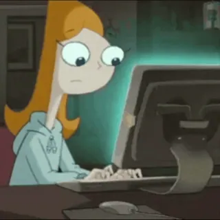 🤩 Candace Flynn Phineas and Ferb dessin animé, taper, Candace, ordinateur, animation whatsapp sticker