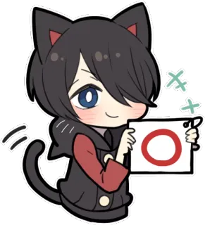 😉 gato, anime, chibi, lindo, kawaii, ok, positivo whatsapp sticker