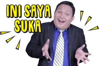 😎 INI SAYA SUKA Mann, Anzug, glücklich, Gesichtsausdruck, Indonesien whatsapp sticker