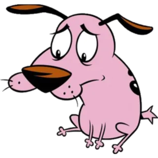 😔 Courage Courage the Cowardly Dog chien, dessin animé, triste, rose, courage, lâche telegram sticker