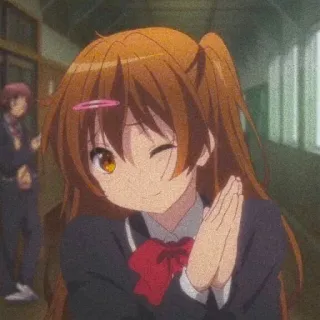 🙏 Anime Mädchen, Zwinkern, Schuluniform, Süß, Anime telegram sticker