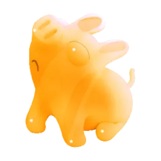 🙄 Dessin animé, Cochon, Animal, Jaune, Mignon, Sticker telegram sticker
